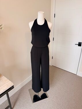 SPANX Black Halter Wide-Leg Jumpsuit